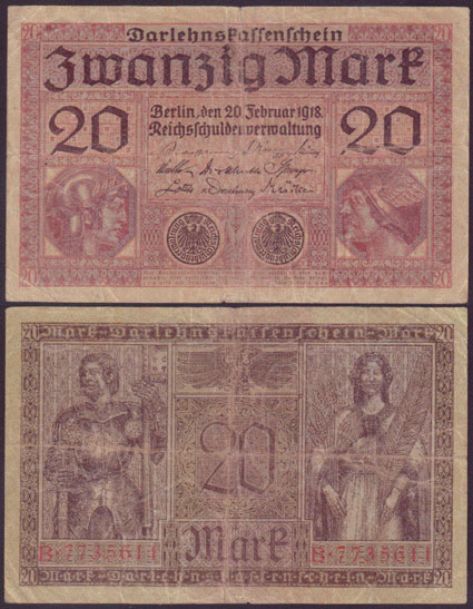1918 Germany 20 Mark L000560
